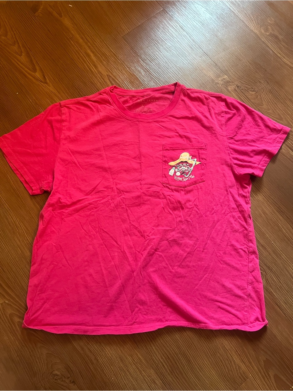 Lauren James Hot Pink Crewneck Logo Tee